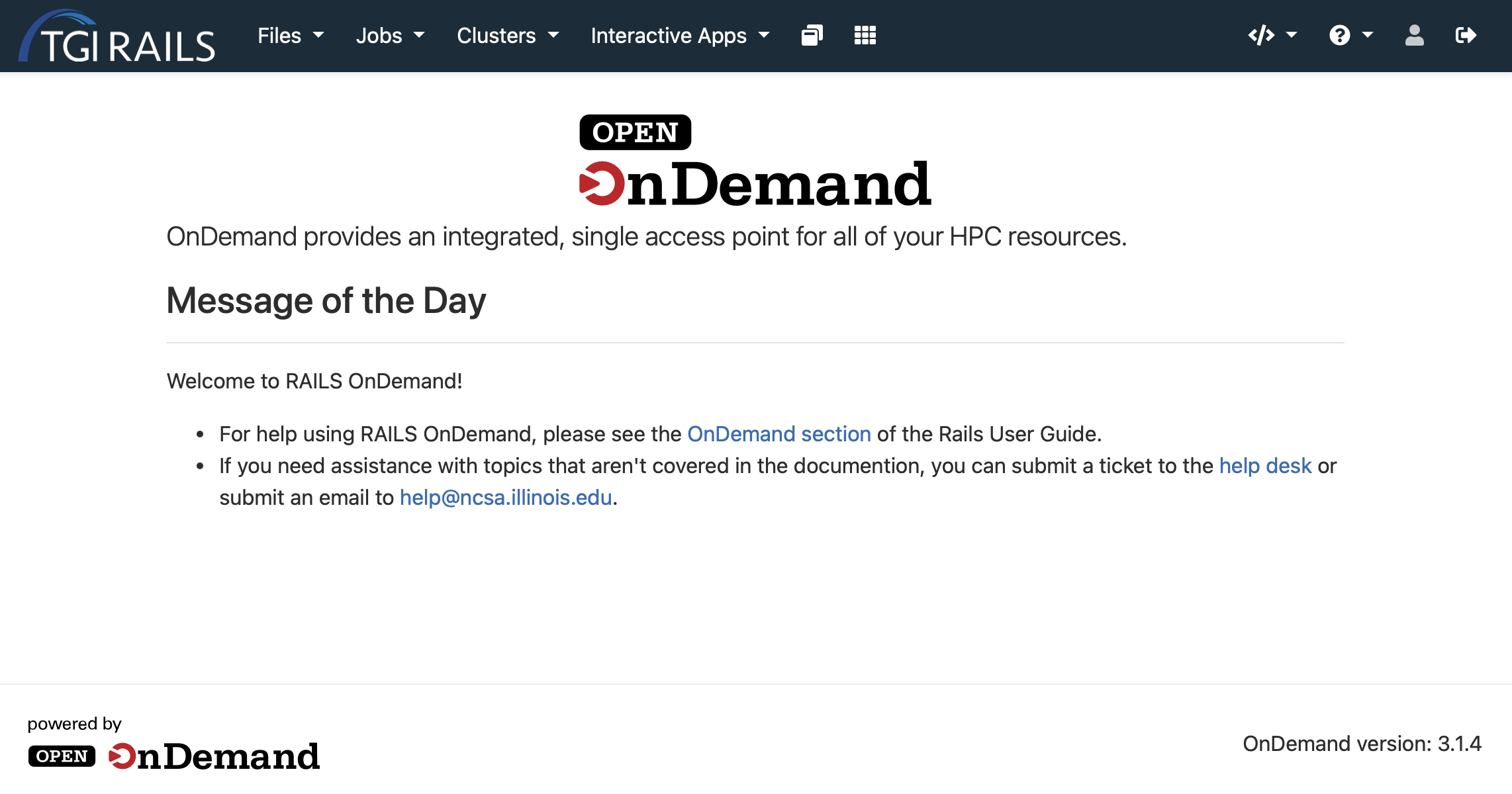 OnDemand dashboard page